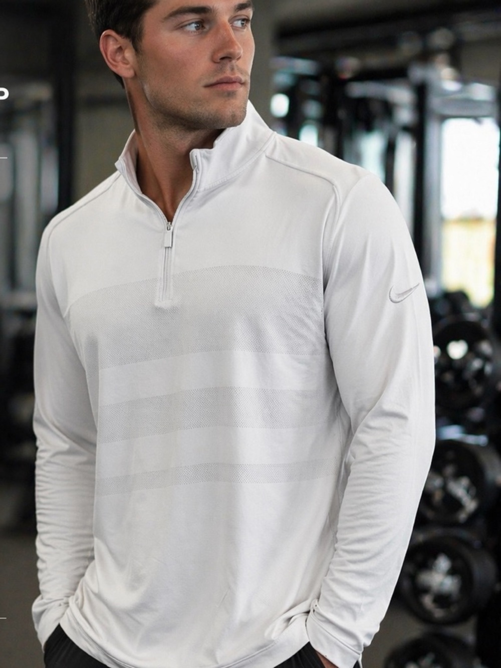 Nike Quarter Zip Pullover White 2XL Lightweight Athletic Training Top